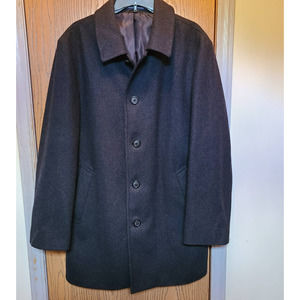 Perry Ellis Portfolio Men's Wool Button Front Coat Large Black
